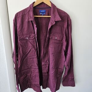 APT. 9 Mens Burgundy Long Sleeve Dress Shirt Slim Fit Size XXL